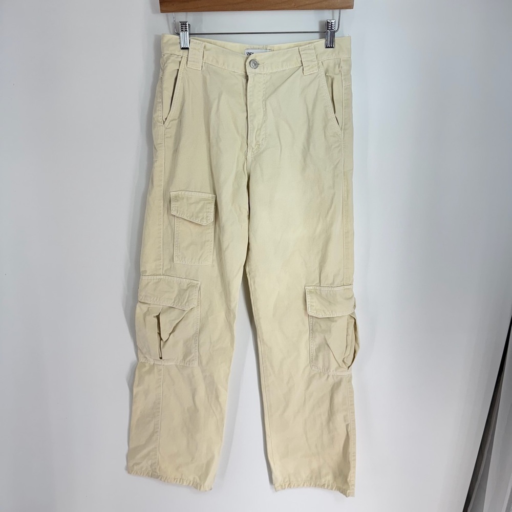 Zara Trendy Cargo Tan Utility Gorpcore Pocket Baggy Pants